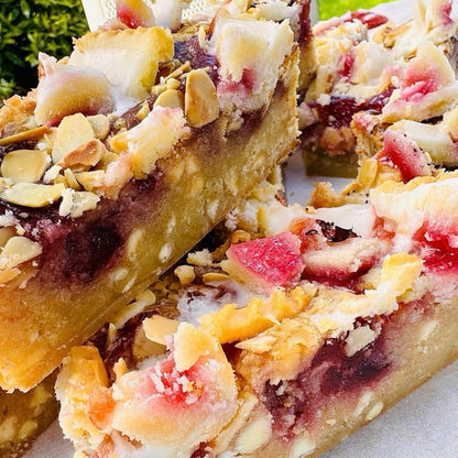 Gluten Free Cherry Bakewell Blondie
