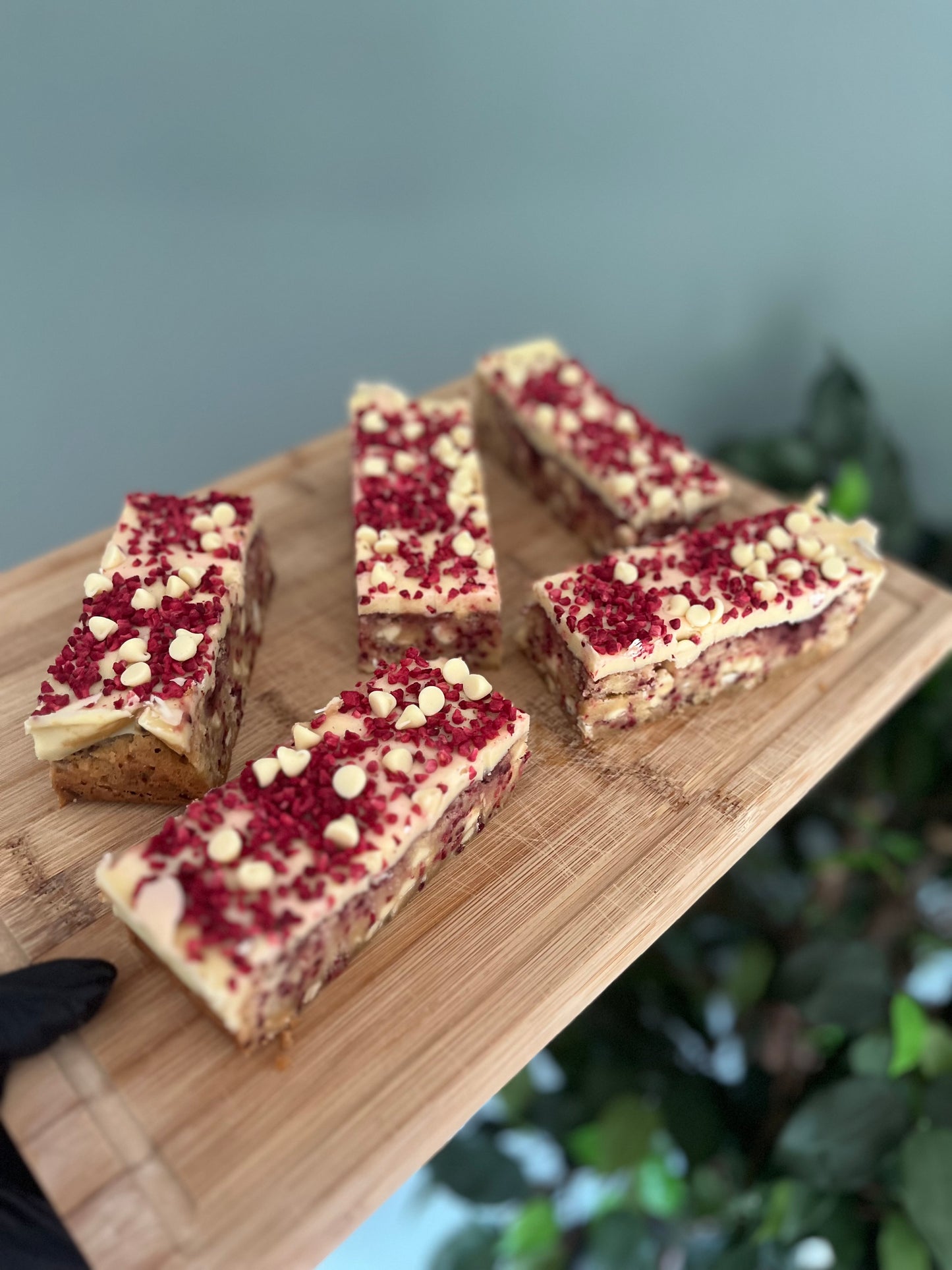 Gluten Free Raspberry and White Chocolate Blondie