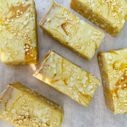 Gluten Free Passion Fruit & white chocolate Blondie
