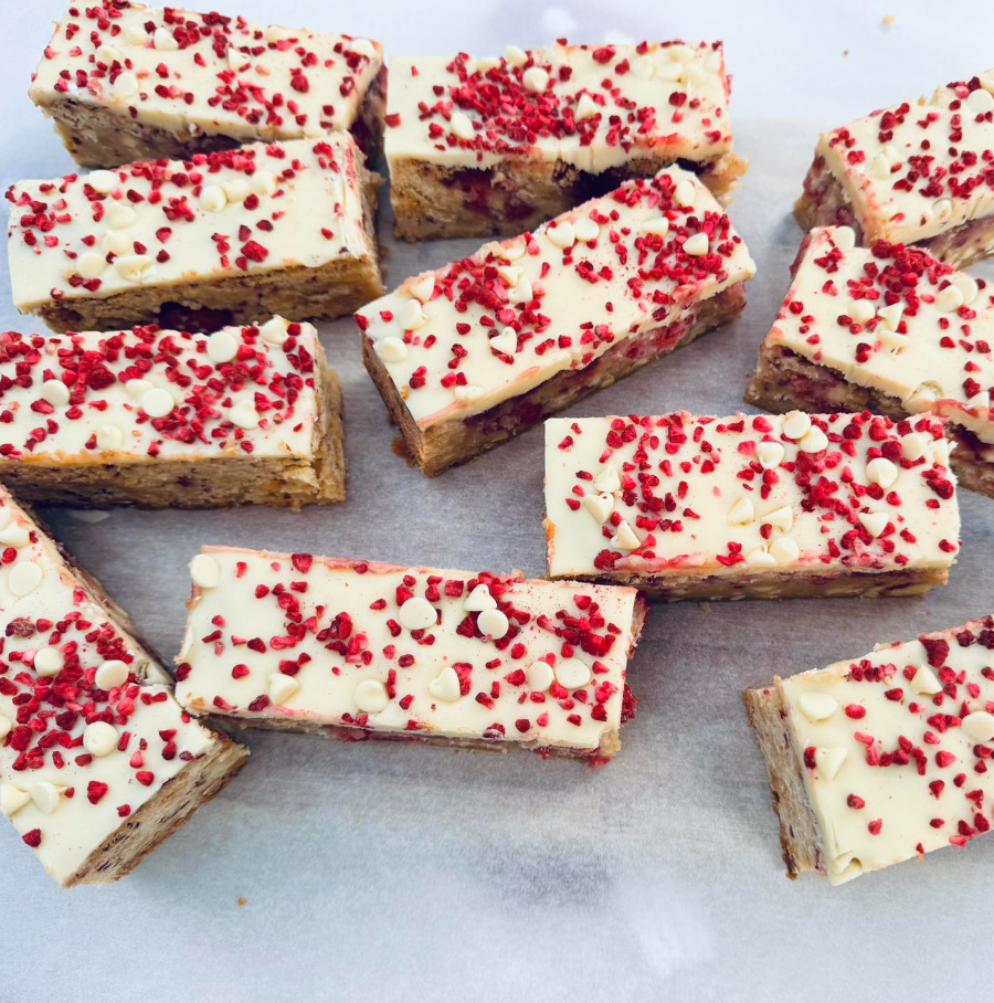 Gluten Free Raspberry and White Chocolate Blondie