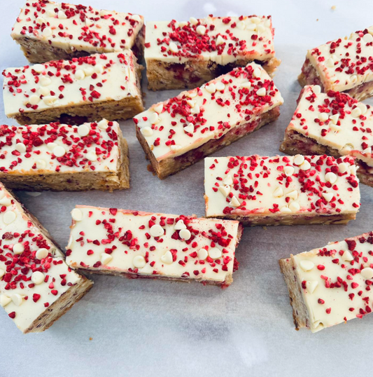 Gluten Free Raspberry and White Chocolate Blondie